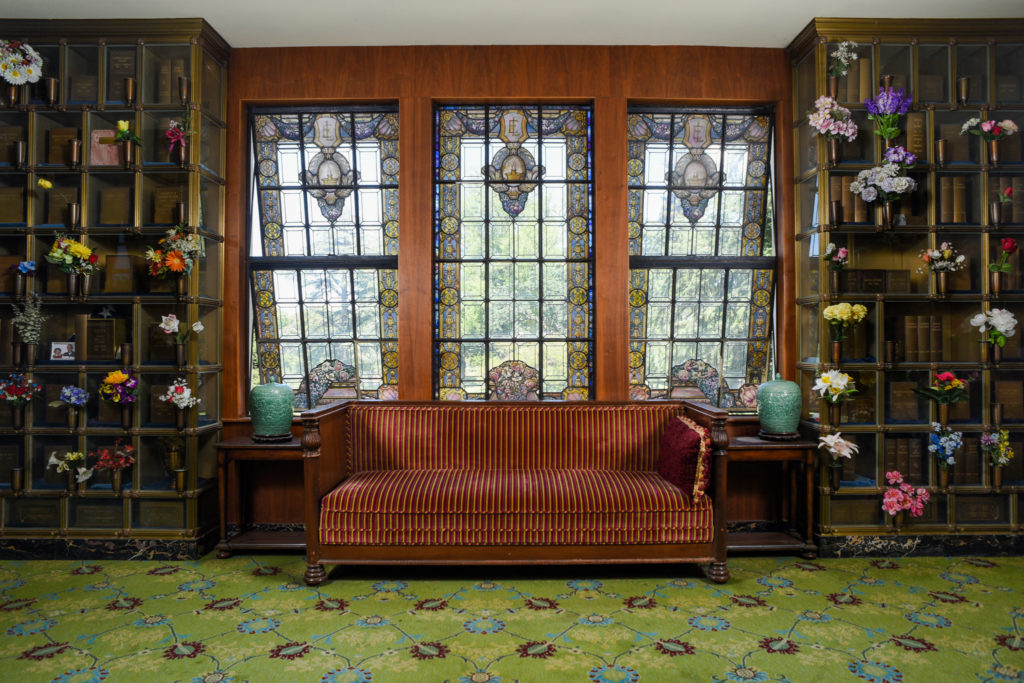 East Lawn’s professional cremation center with interior urn niches, ensuring care and compassion.