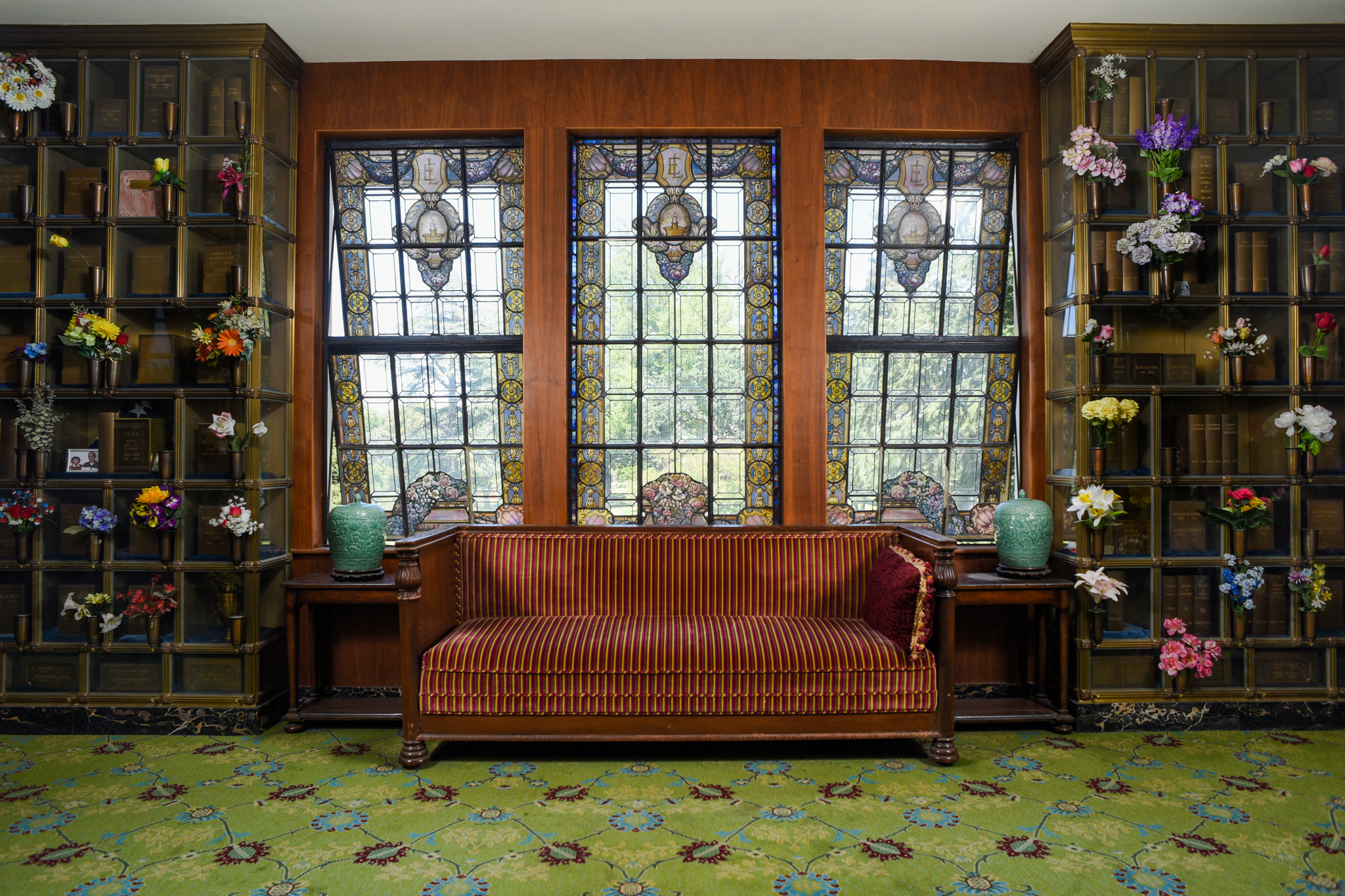 East Lawn’s professional cremation center with interior urn niches, ensuring care and compassion.